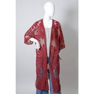 Burgundy Lace Kimono